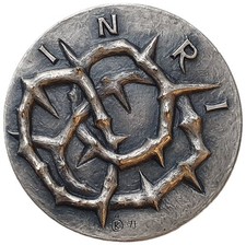 Finland SUOMEN KIRKON SIS�L�HETYS SEURA 1971 Silvered Bronze Medal 72mm 231g