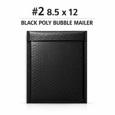 Black Poly Bubble Mailers 2 8.5x12 Padded Envelopes Self Seal Shipping