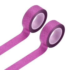 2 Rolls Glitters Washi Tape 0.6 Inch x 11 Yards Decorative Tape, Rose Red