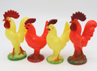 Vtg Hard Plastic Knickerbocker Red Yellow Rooster Rattle LOT 4 Chicken Toy Baby — photo 1