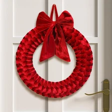 Barydat Christmas Velvet Wreath 14" Wreaths for Front Door Burgundy 