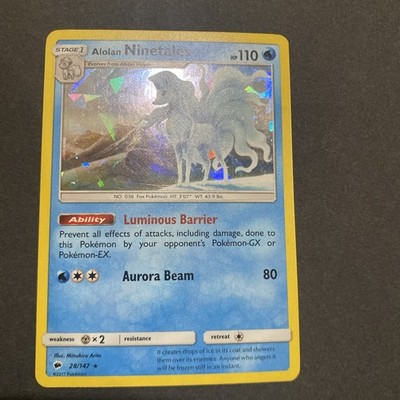 Pokémon TCG Alolan Ninetales Burning Shadows 28/147 Holo Rare Cracked Ice Holo