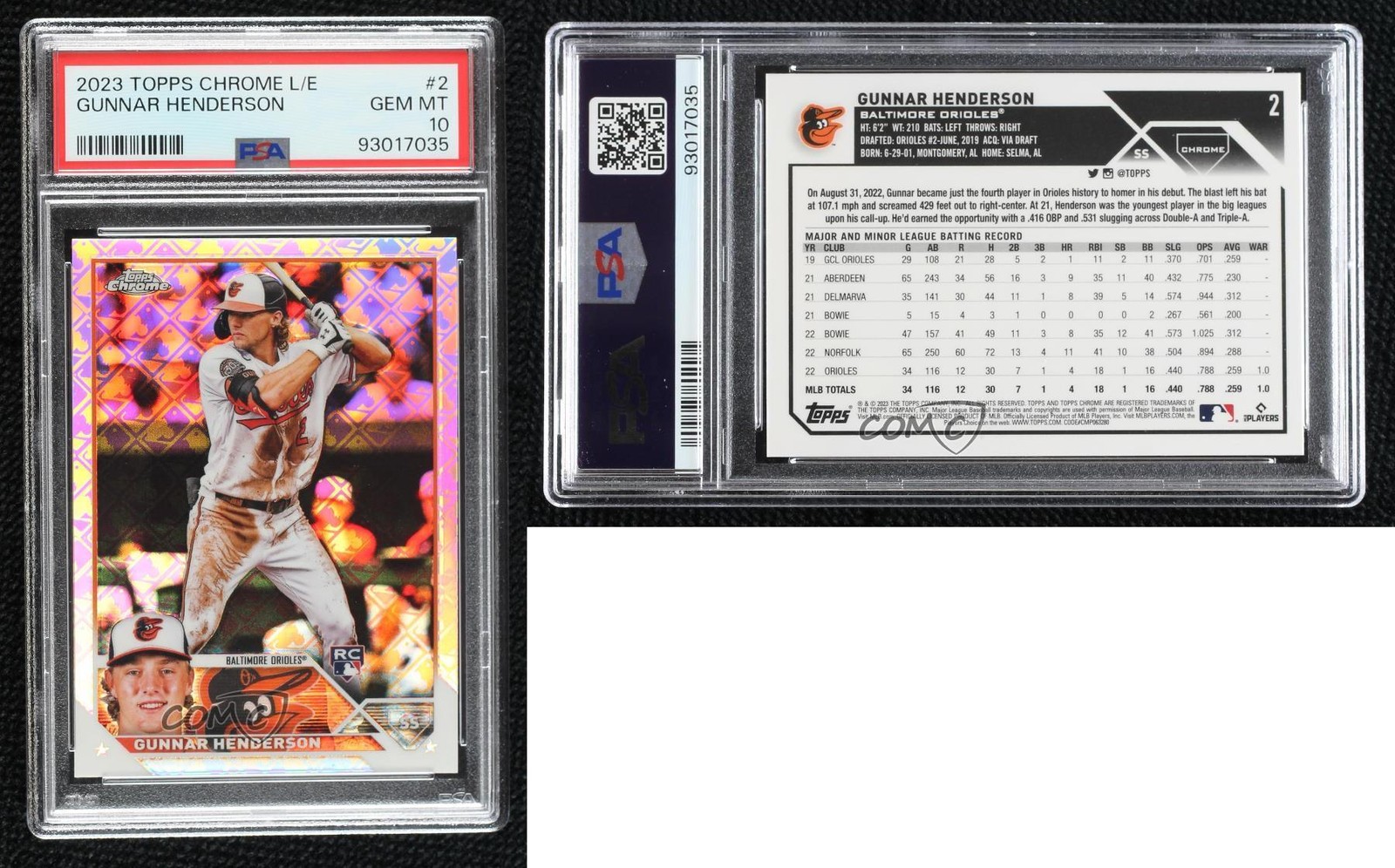 2023 Topps Chrome Logofractor Edition Gunnar Henderson PSA 10 GEM MT Rookie RC view 3