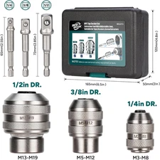 6 Pcs Adjustable Tap Socket Set 1/4" 3/8" 1/2" Drive Tap Holder Tool Tap Chuck