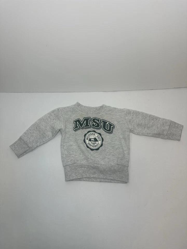 Sudadera De Colección Piel De Conejo MSU Niño Pequeño 12M Gris Hecha en EE. UU. Foto 2 de 4