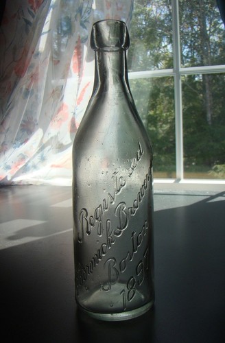 Antique Mc CORMICK BREWERY Co BOSTON 1897 Light Green Blob Top Beer Bottle