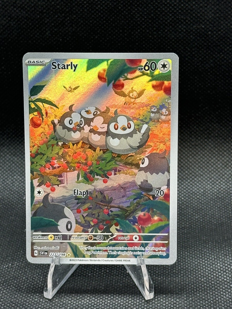 STARLY Pokemon Scarlet & Violet Illustration Rare Full Art Holo 221/198