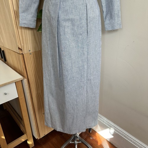 NEW LUXMII Halvar Linen Wrap Maxi Dress S French Blue Stripe Cottagecore $359 - Picture 7 of 21