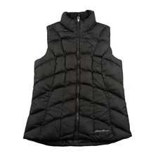 Eddie Bauer Down Puffer Vest Womens Small Black Quilted Jacket