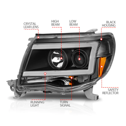 ANZO 111517 Headlight Assembly FITS 05 09 toyota tacoma projector light bar styl - Picture 7 of 12