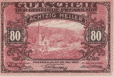 80 HELLER 1921 City of PRESSBAUM Lower AUSTRIA Notgeld Banknote #PE375.U