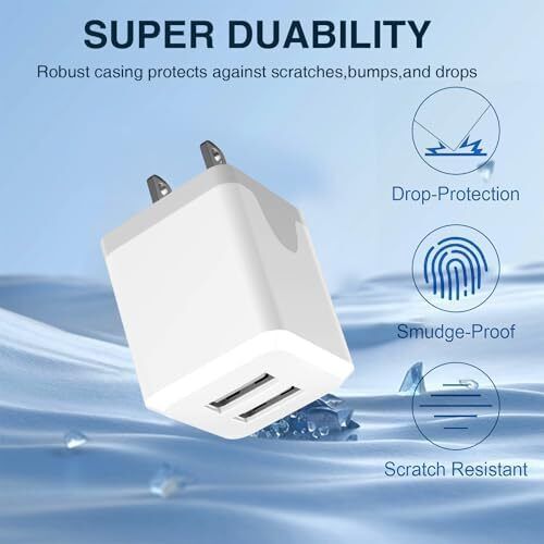 USB Wall Charger, USB Charger Block,Dual Port USB Cube Charger,Power Adapter - Picture 6 of 8