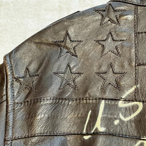 AVIREX Star & Stripes M-65 Leather Jacket Size: M Brown 6161069 