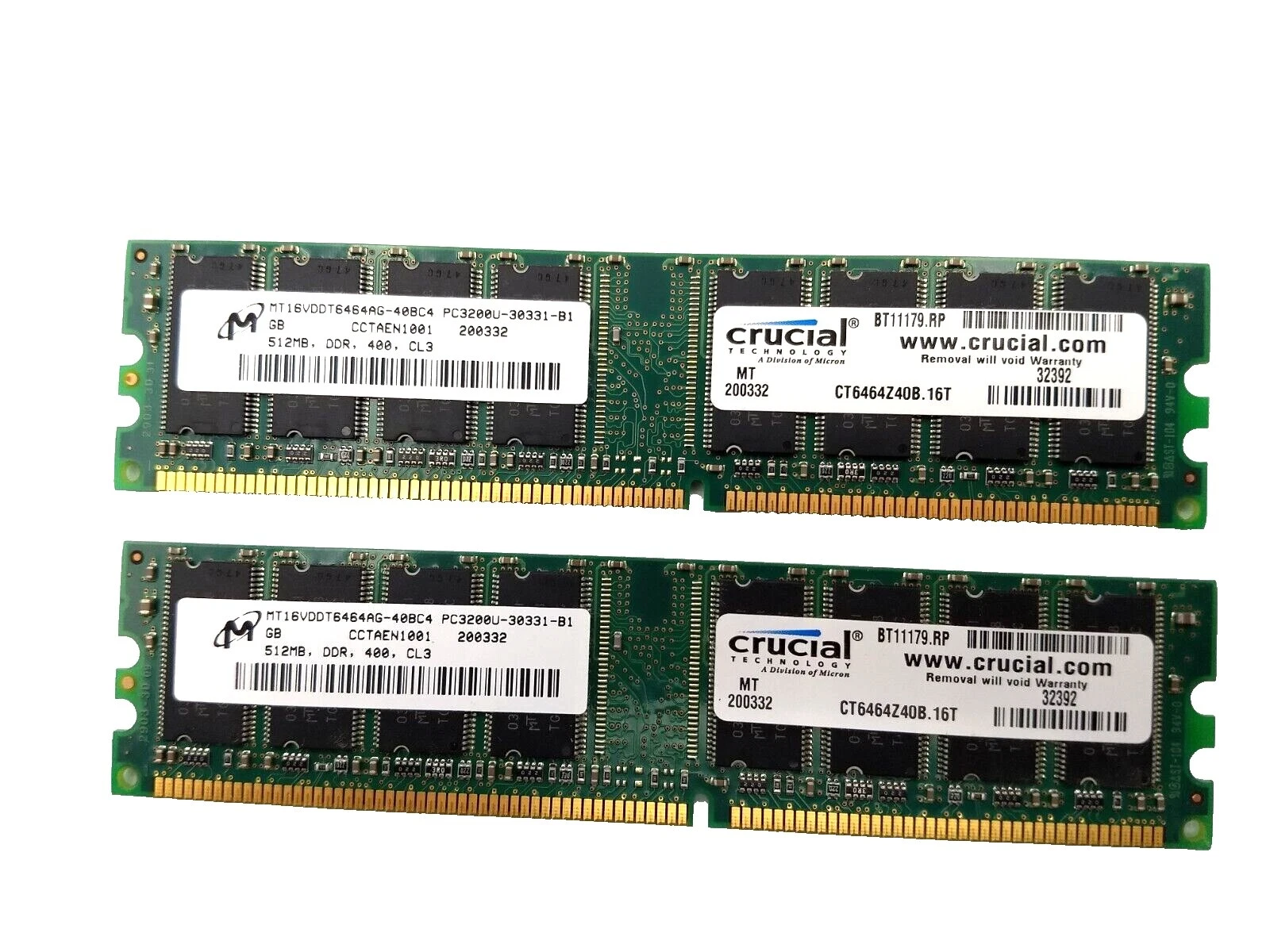 Micron DDR1 SDRAM Computer 512 MB Capacity per Module Memory (RAM)