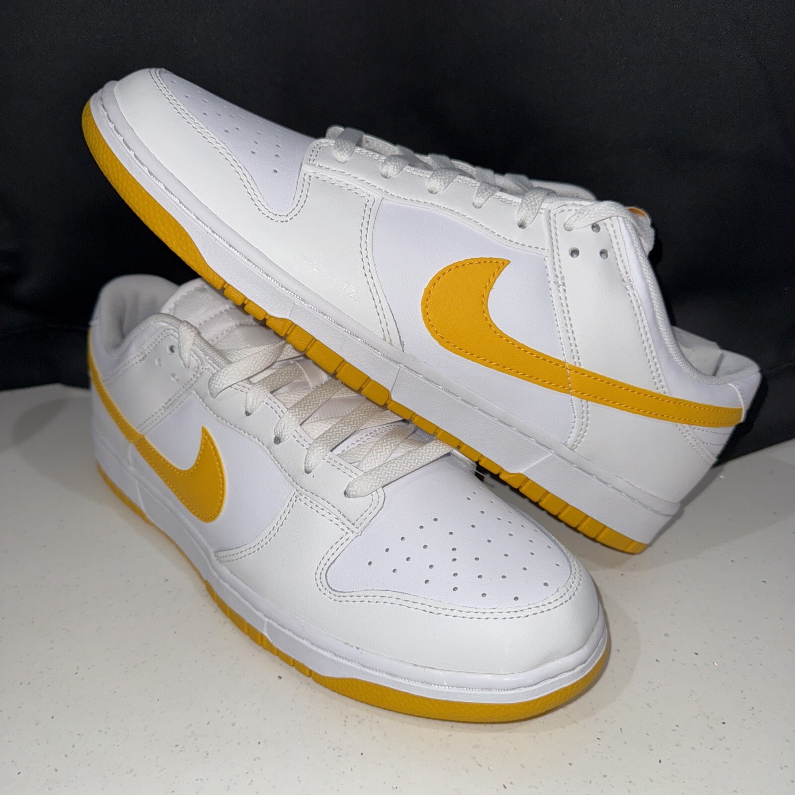 Nike Dunk Low Men White University Gold Yellow Leather DV0831-110 Sz 13 No Box