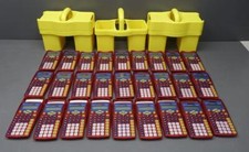 Lot of 27 TEXAS INSTRUMENTS TI-10 Elementary Calculators w/ 3 Yellow Carriers