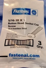 5/16-18 x 1 Button Head Socket Cap Screw 18-8 S Steel 3 Qty C97d Going Nuts