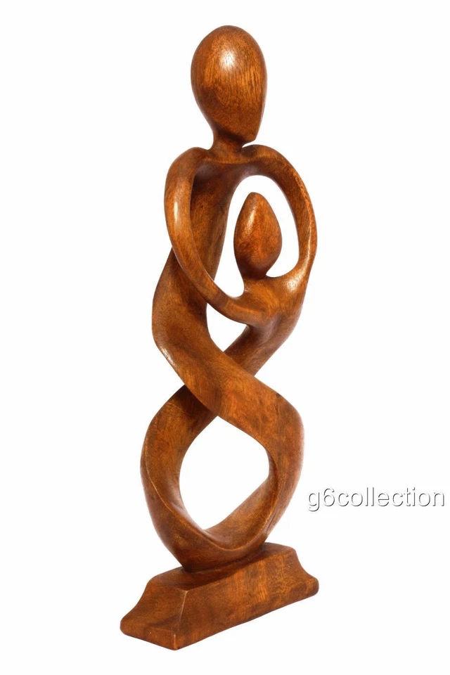 Estatua escultura abstracta de madera de 12" tallada a mano "espíritus entrelazados" decoración de regalo Foto 2 de 3