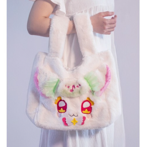 You and Idol Pretty Cure Purirun Plush Tote Bag Fluffy White