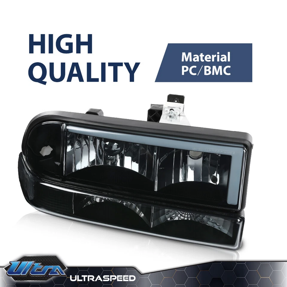 Черные дымчатые светодиодные фары дневного света бампер лампы подходят для 1998-2005 Chevy Blazer S10 - Изображение 4 из 4