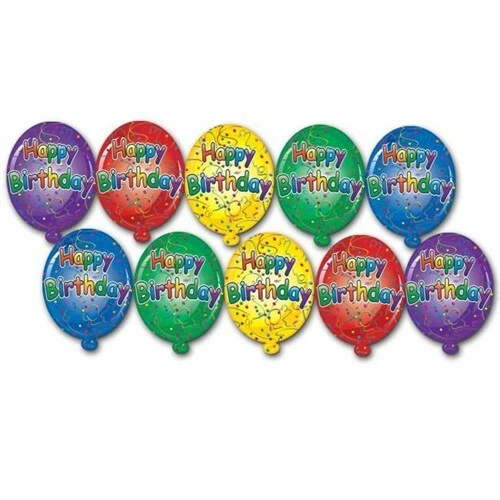 BEISTLE Happy Birthday Mini Balloon Cutouts 4.5" 10 Pack Birthday Party Supplies