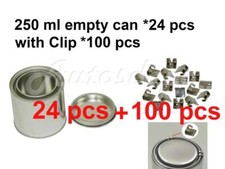 1/2 pint, 250 ml Empty Metal Paint Can 24 Cans and Lids with Lock Clips 100pcs