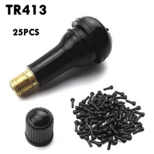 LOT 25 TR 413 Snap-In Rubber Tire Valve Stems Short Most Popular Valve Black