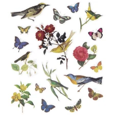 2 Sheets Realistic Birds Flowers Butterflies Planner Stickers Papercraft Crafts