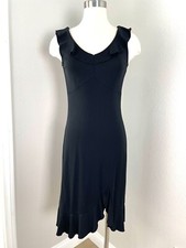 Ann Taylor LOFT Womens 4 Black Ruffle Peplum Hem Sheath Dress Sleeveless Stretch