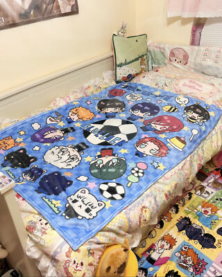 Cartoon Dorm Sofa Blanket BLUE LOCK Coral Fleece Air Conditioner Blanket #01