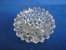 COLUMBIA GLASS ROUND DEWDROP CLEAR PRESSED GLASS OPEN SALT CELLAR, c1890