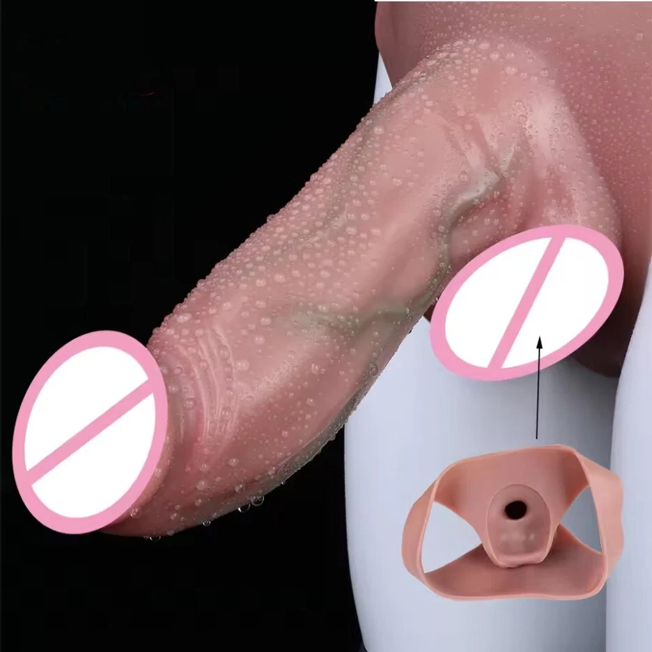 8.26in Realistic Silicone Hollow Pants For Male Penis Sleeve Enlarger Wearable - Image 2 of 4