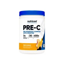 Nutricost Pre-C, Pre-Workout Complex with Creatine Powder (Peach Mango) (450g)