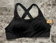 NWT VICTORIA'S SECRET PINK L BLACK MESH CRISS CROSS BACK HIGH IMPACT SPORTS BRA