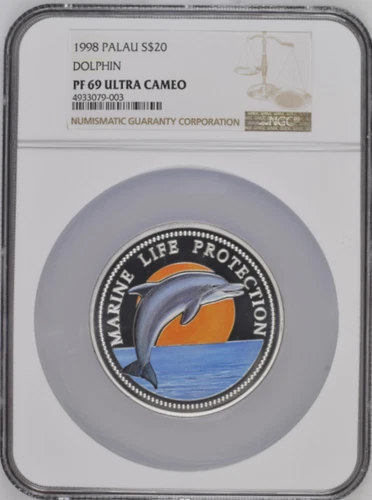 1998 Palau S$20 Silver 5oz Solphin NGC PF69UC