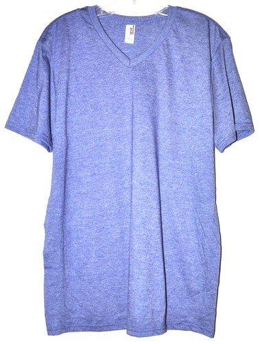 Anvil Ring Spun Heather Blue V-Neck TShirt Women's Sz Large NWT | eBay