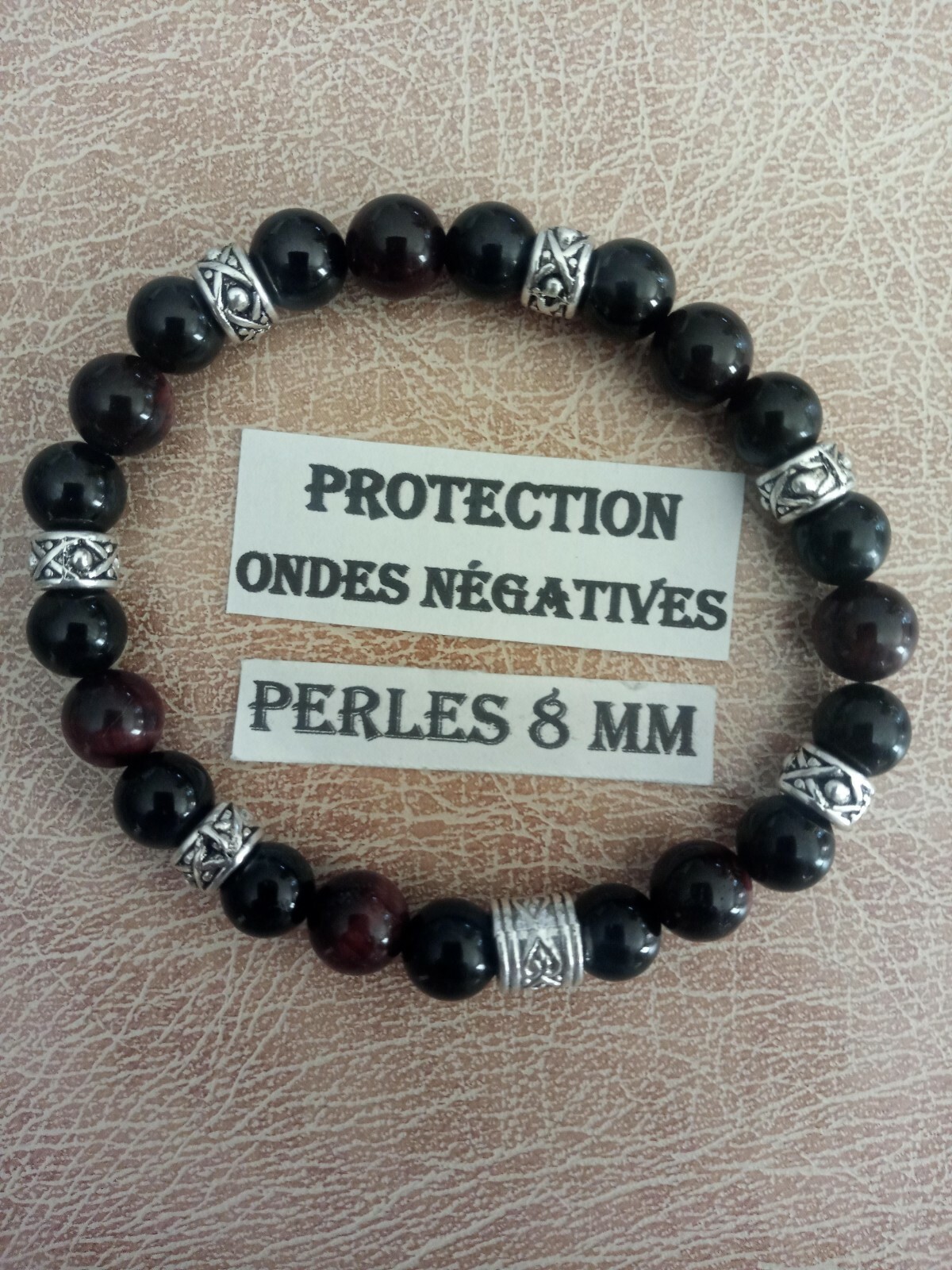Bracelet contre les ondes négatives en pierres naturelles et perles d'argent 925