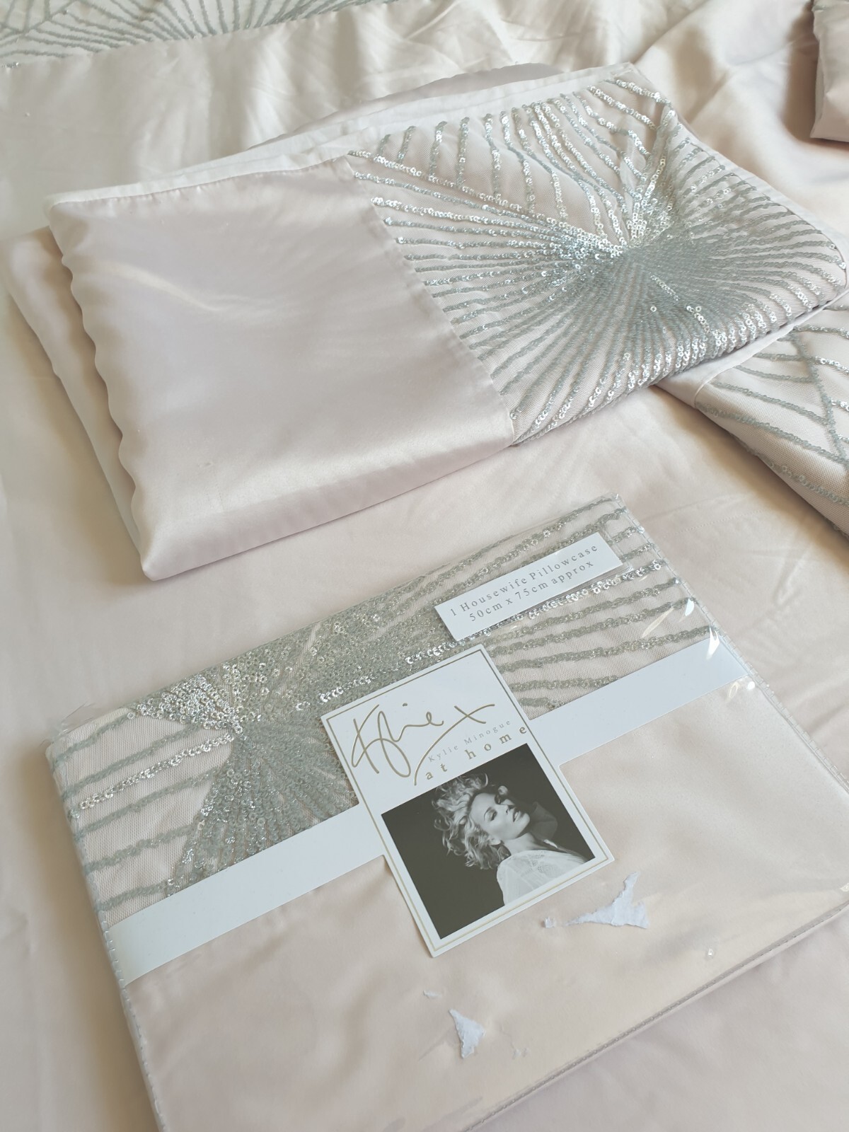 Kylie Minogue Bedding Blush Pink King size Duvet Cover Sequined