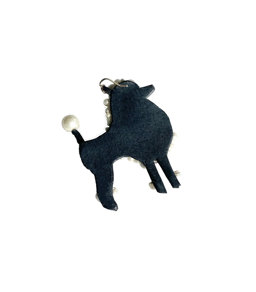 Pendientes Caniche Perro Distintivos Cuero Perlas Novedad Ligeros Hechos a Mano en Reino Unido Foto 3 de 3