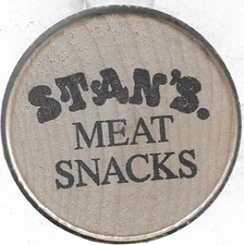 Stan's Meat Snacks, $20 Value, Token/Coin, Wooden Nickel