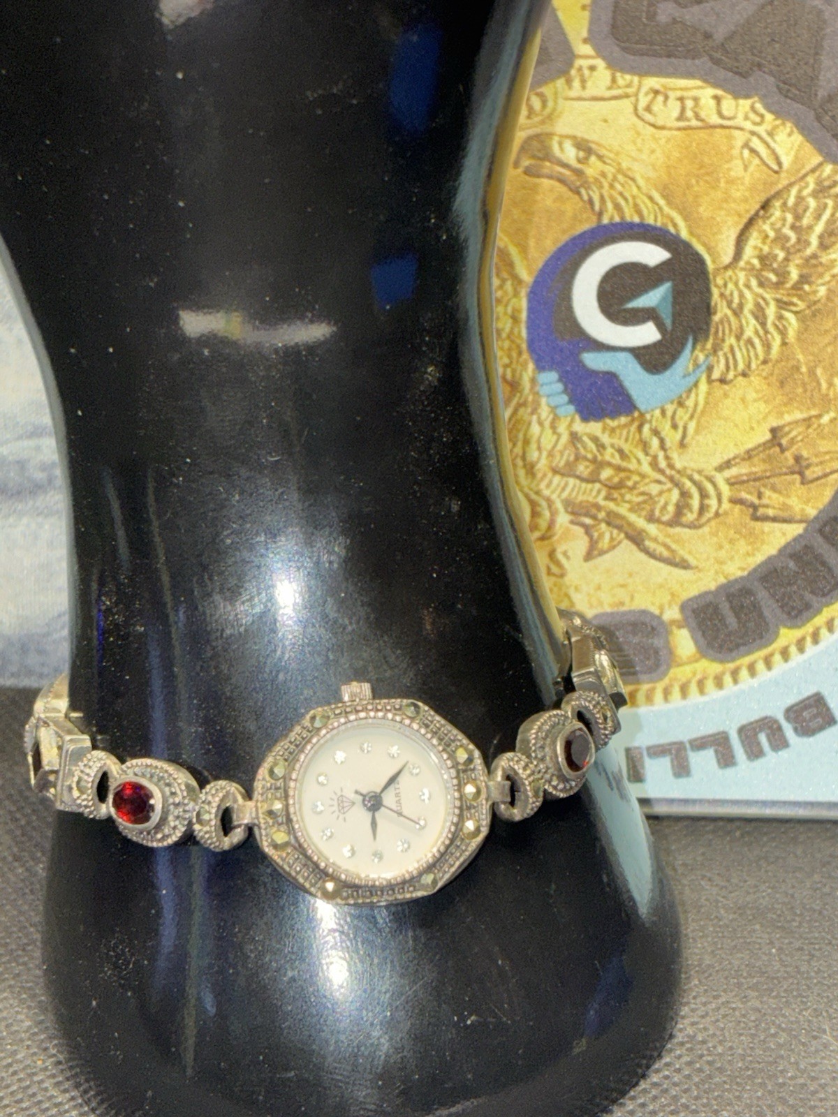 Solid Vintage Ecclissi Sterling Silver Marcasite … - image 1