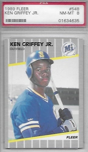 1989 Fleer #548 Ken Griffey Jr. - PSA 8 NM-MINT - Rookie Card - HOF - Mariners