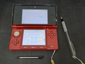 B3389 Nintendo 3DS console Flare Red Japan w/Box pen adapter manual x