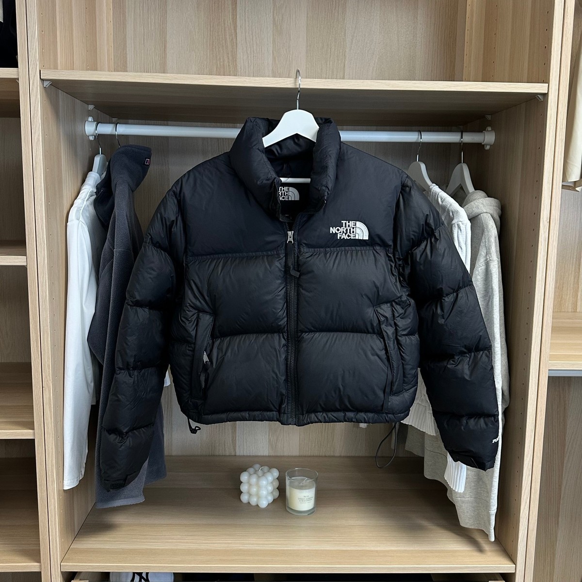 Black Puffer North Face Nuptse Crop Jacket Cropped Jacket North