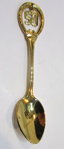 Vintage 1980's Gold Plated 50th Wedding Anniversary Small 3.5" Souvenir Spoon