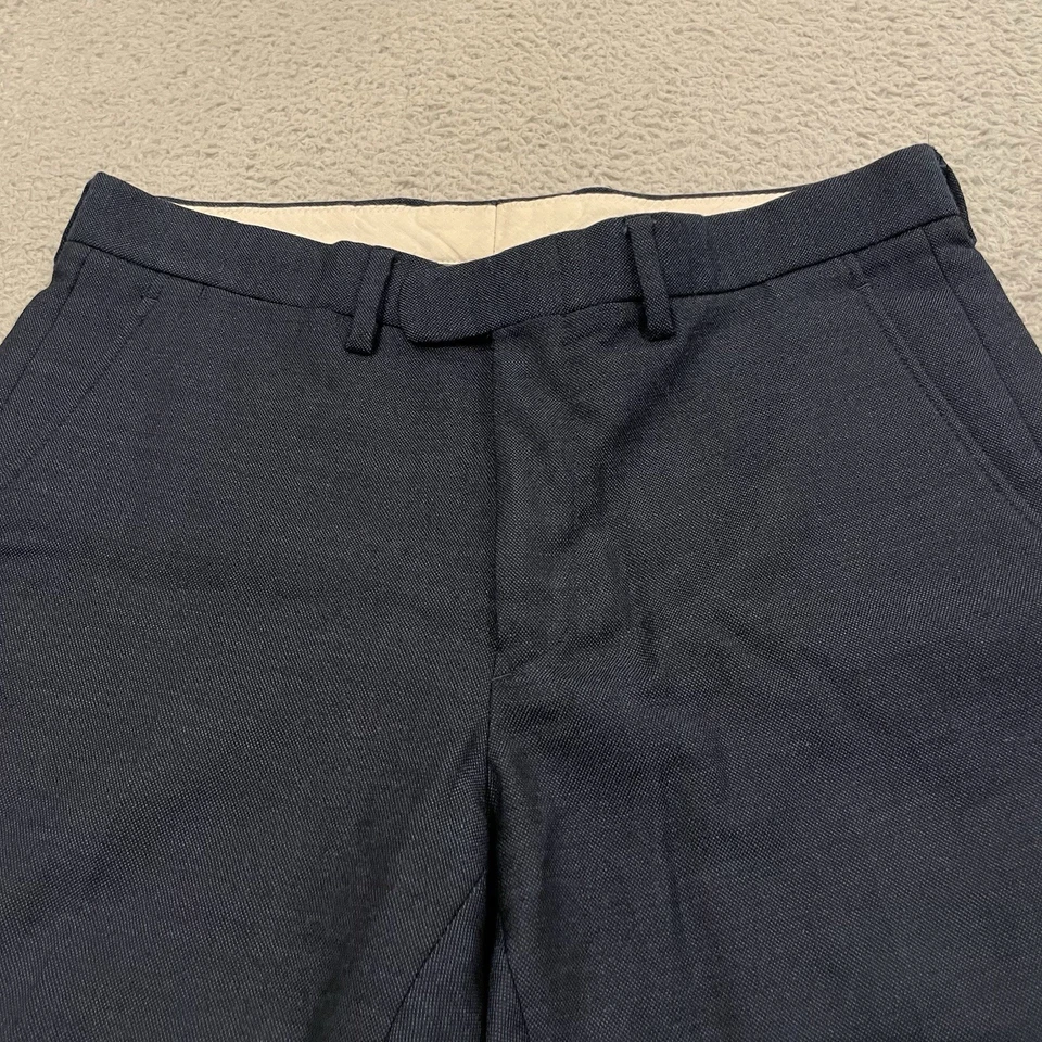 J Crew Bowery Flannel Brushed Wool Dress Pant Men 32x31.5 (Tag 30x32) Blue Black - Image 4 of 4