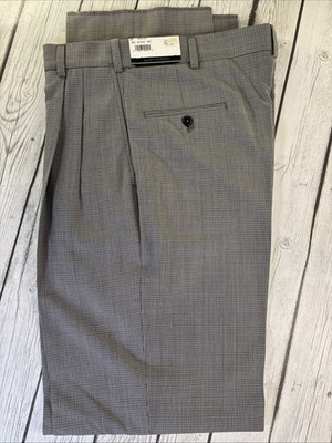 Austin Reed Men s 32R Gray/Black Pleated Micro Check Dress Slacks Pants NWT.