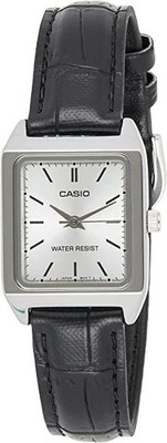 Casio Ladies' Analog Black Leather Band Watch LTPV007L-7E1 LTP-V007L-7E1