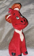 VINTAGE 1950s DREAM PETS DAKIN RED DOG, Japan, SAWDUST, POLKA DOT