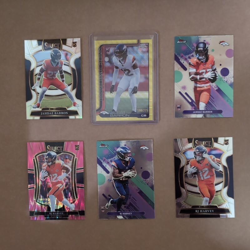 Jahdae Barron & RJ Harvey Rookie Lot (6 Cards). Includes Topps Chrome/275